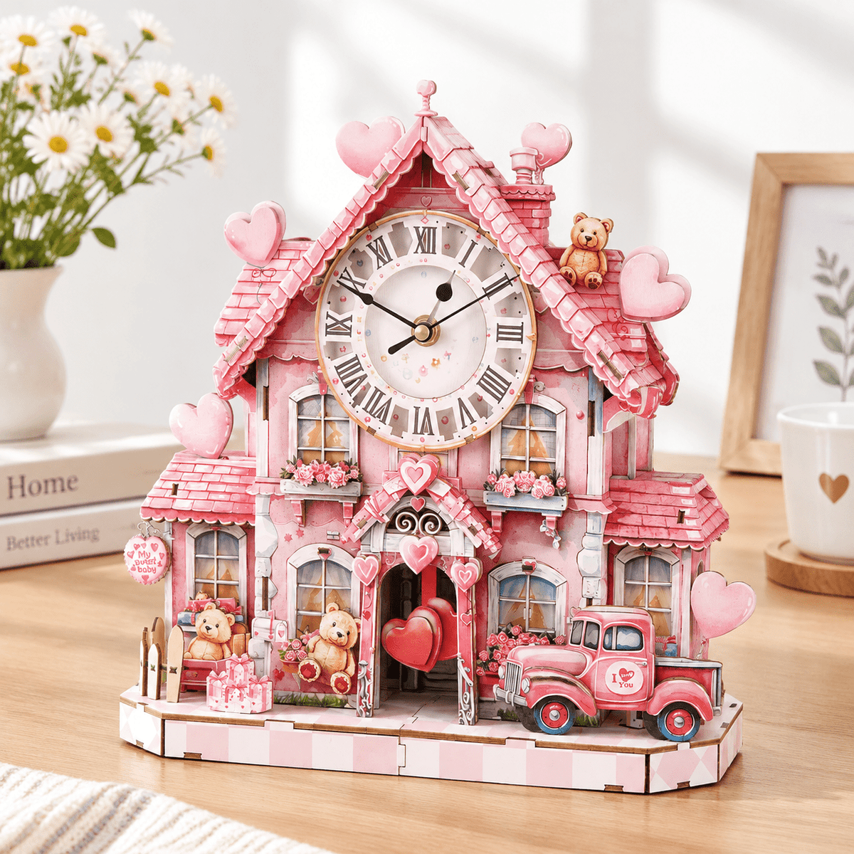Fire Phoenix Wooden 3D Puzzle Clock DIY Model Kit for Adults