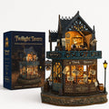 Twilight Tavern DIY Miniature House Kit – Wooden 3D Puzzle with LED Lights, Creative Building Model & Relaxing Craft Gift