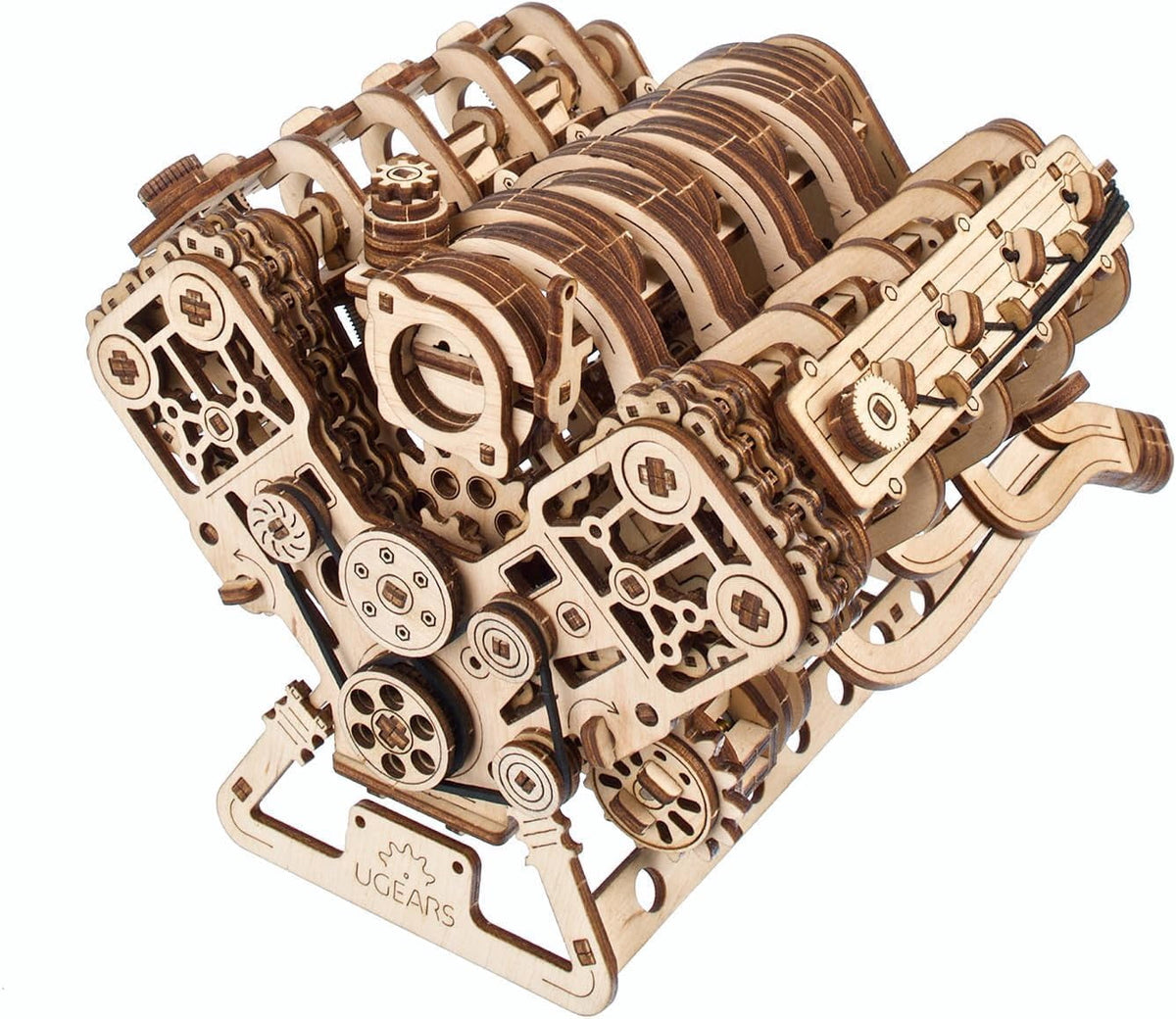 UGEARS V8 Engine Wooden Model Kits for Adults to Build – 3D Wooden Puzzles for Adults Mechanical Model Building – DIY Kit Functional Model Engine Kits Replica with Electric Motor - 776 Pcs