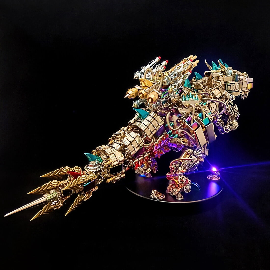 Lantern Fish 3D Metal Puzzle DIY Steampunk Assembly Kit, 700+PCS Mechanical Model with Movable Fins, Color-Changing Lamp & Collectible Gift for Adults & Teens
