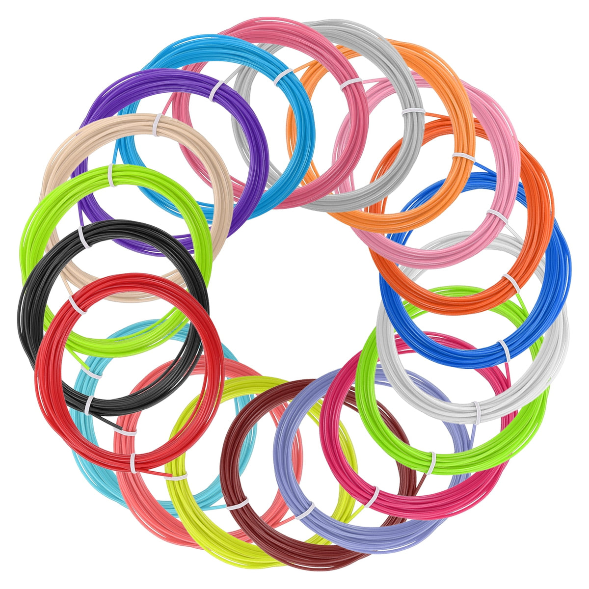Uxcell 20 Pcs 3D Pen Filament, 1.75mm Dia 16.4ft Length PLA 3D Printing Pen Filament Refills for 1.75mm 3D Printing Pen, 20 Colors