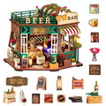 WLBES 3D Wooden Puzzle Book Nook Kit for Adults, DIY Miniature Tavern House Model Kit, Cute Book Nooks for Bookshelf, Home Decor Craft Hobby