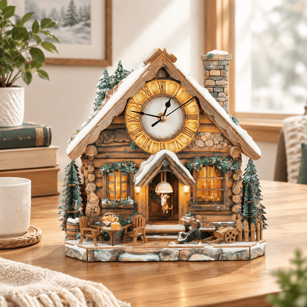 Wooden House Clock 3D Puzzle DIY Mechanical Clock Kit for Adults Teens