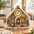 Wooden House Clock 3D Puzzle DIY Mechanical Clock Kit for Adults Teens