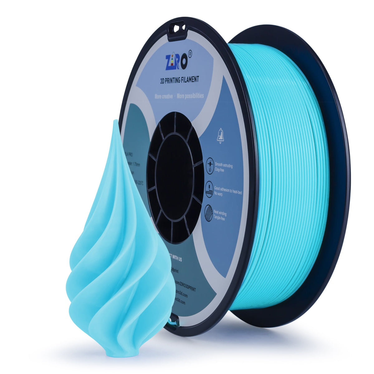 Ziro 3D PLA PRO Filament, 1.75mm 1kg, Metallic Silver