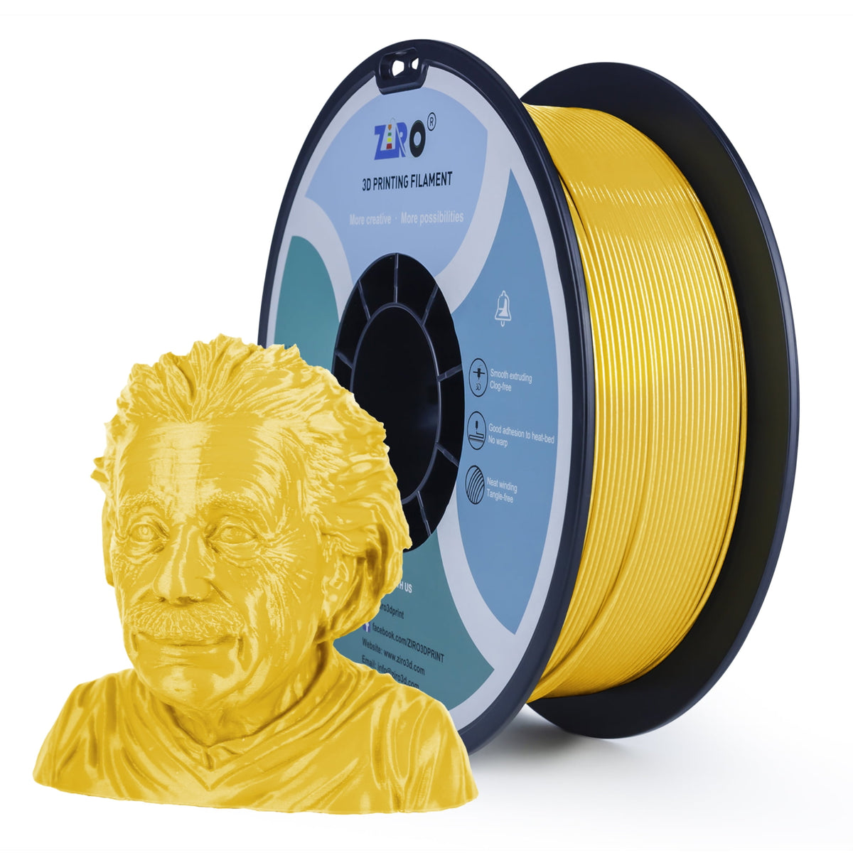 Ziro 3D PLA PRO Filament, 1.75mm 1kg, Metallic Silver