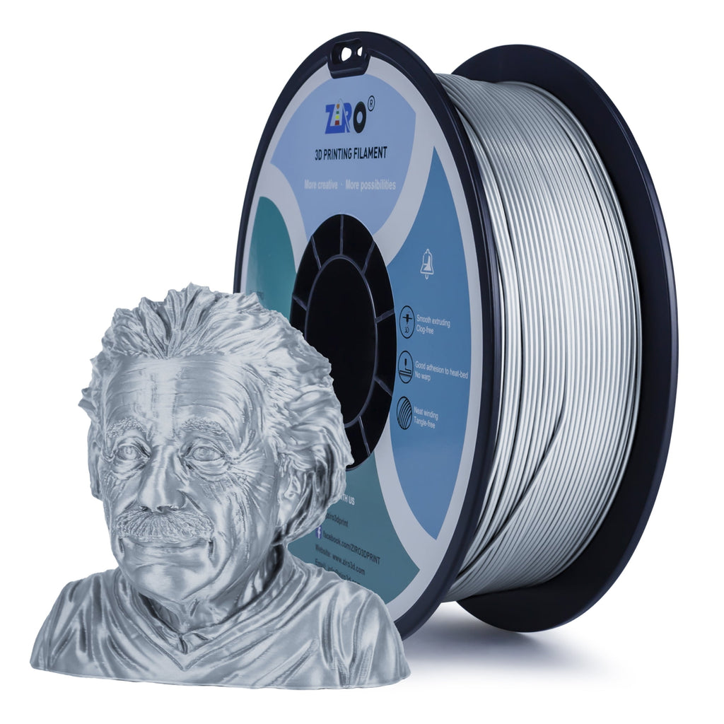Ziro 3D PLA PRO Filament, 1.75mm 1kg, Metallic Silver