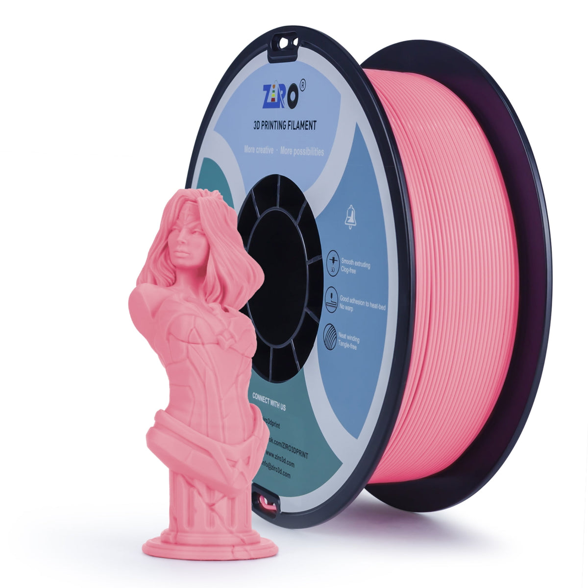 Ziro 3D PLA PRO Filament, 1.75mm 1kg, Metallic Silver