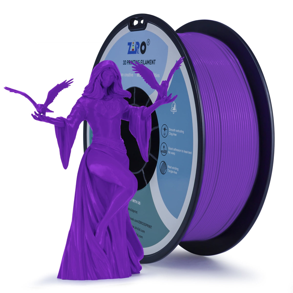 Ziro 3D PLA PRO Filament, 1.75mm 1kg, Metallic Silver