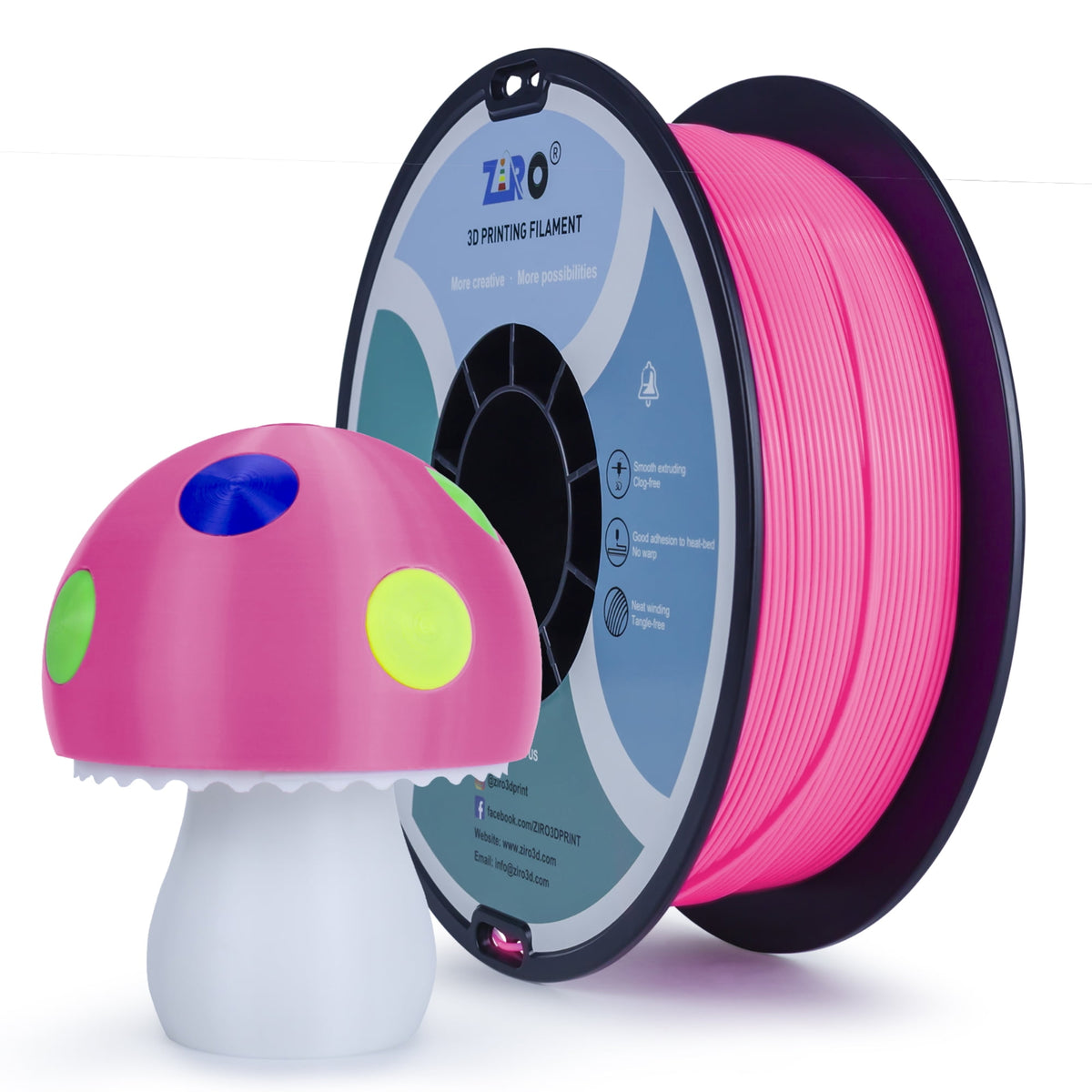 Ziro 3D PLA PRO Filament, 1.75mm 1kg, Metallic Silver