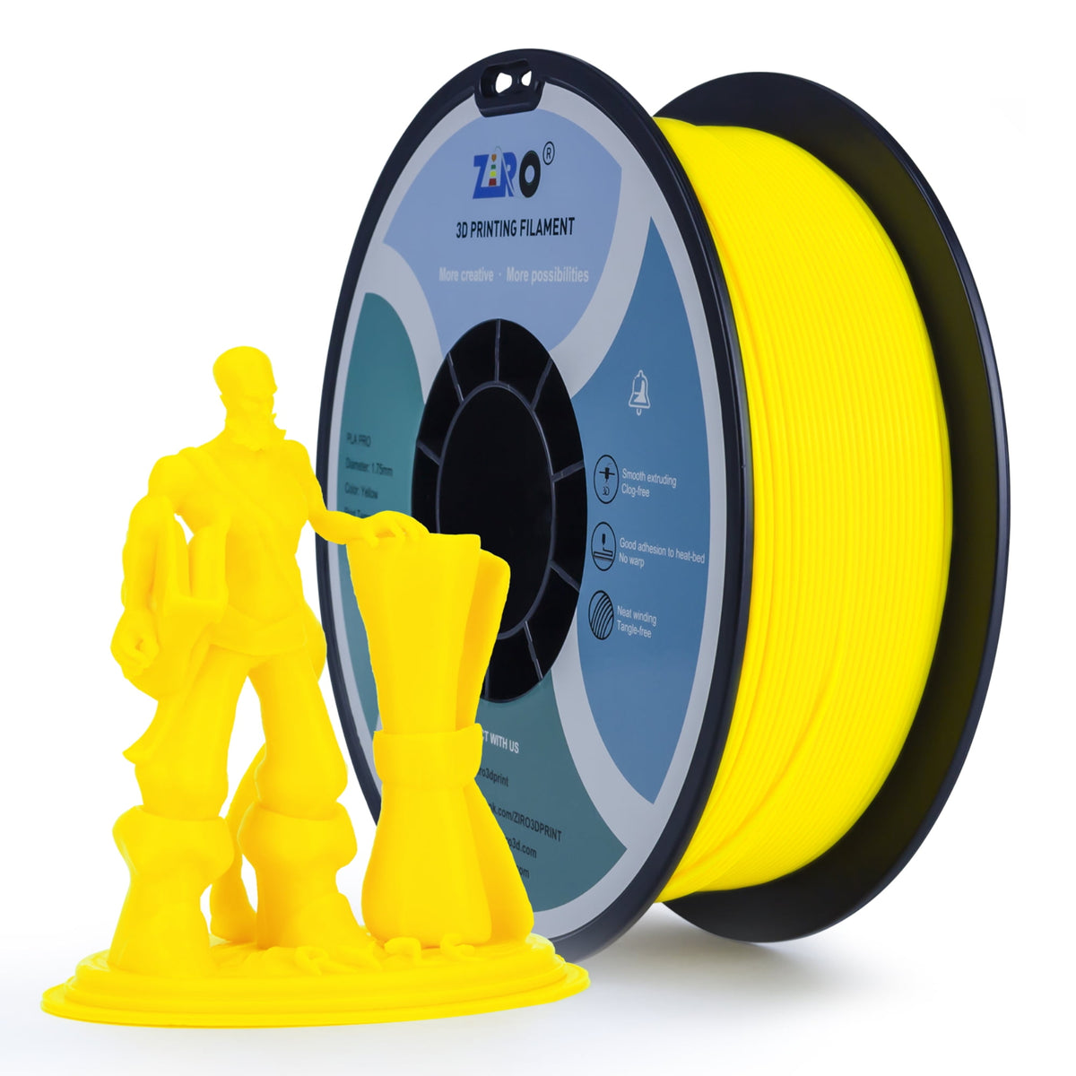Ziro 3D PLA PRO Filament, 1.75mm 1kg, Metallic Silver