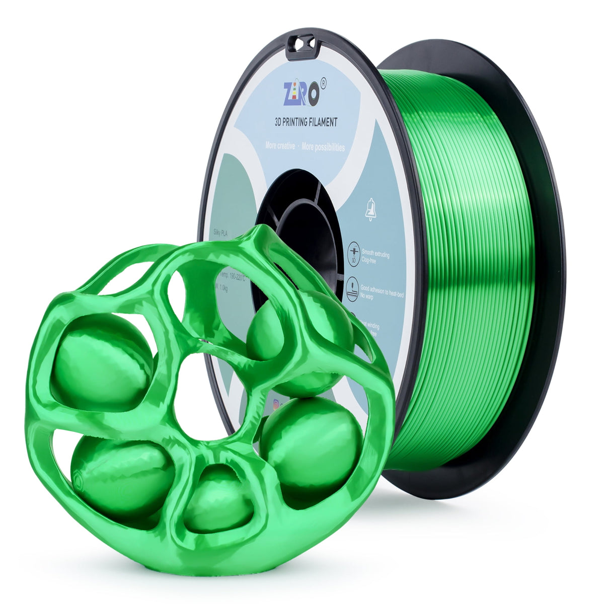 Ziro 3D Silk PLA Filament 1.75mm 1kg, Silver-Gray