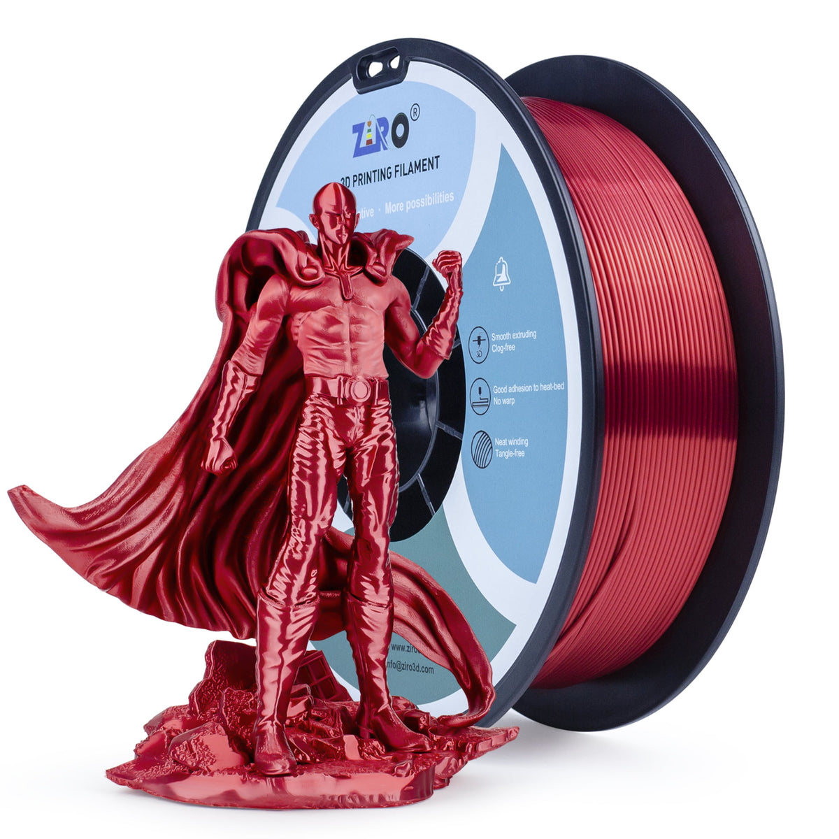 Ziro 3D Silk PLA Filament 1.75mm 1kg, Silver-Gray