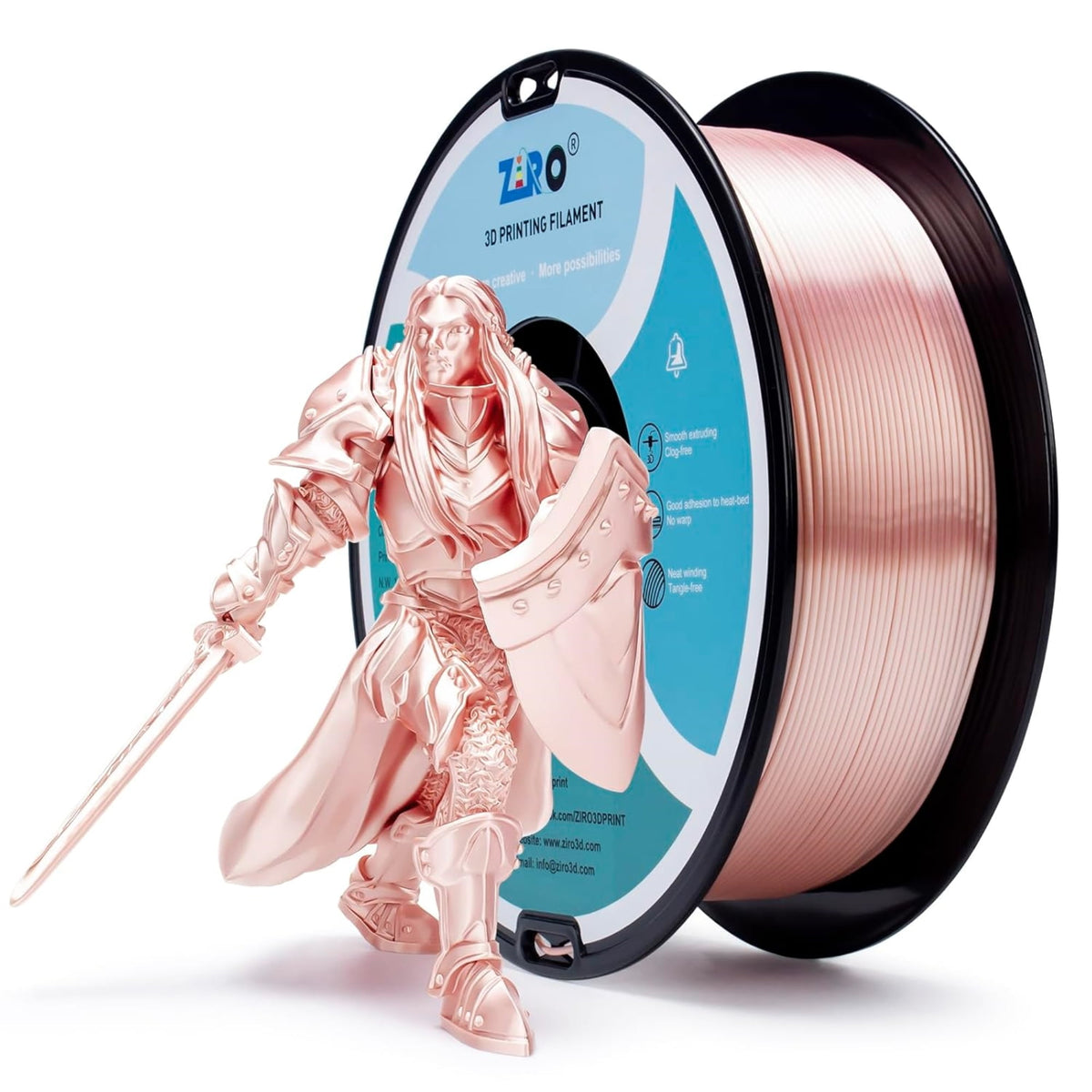 Ziro 3D Silk PLA Filament 1.75mm 1kg, Silver-Gray