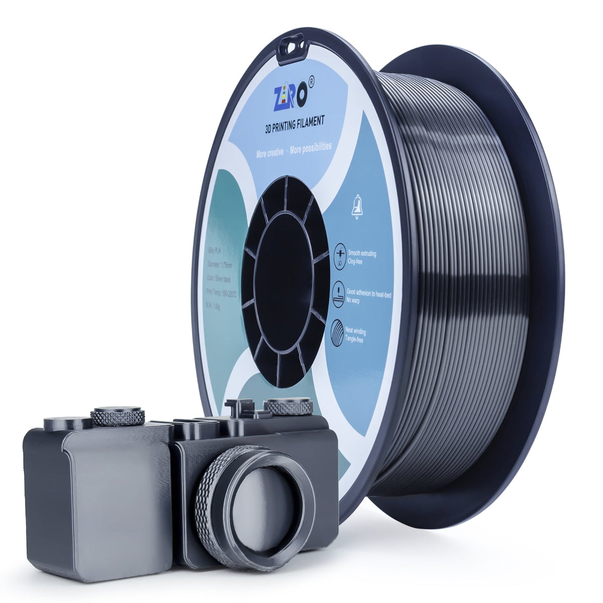 Ziro 3D Silk PLA Filament 1.75mm 1kg, Silver-Gray
