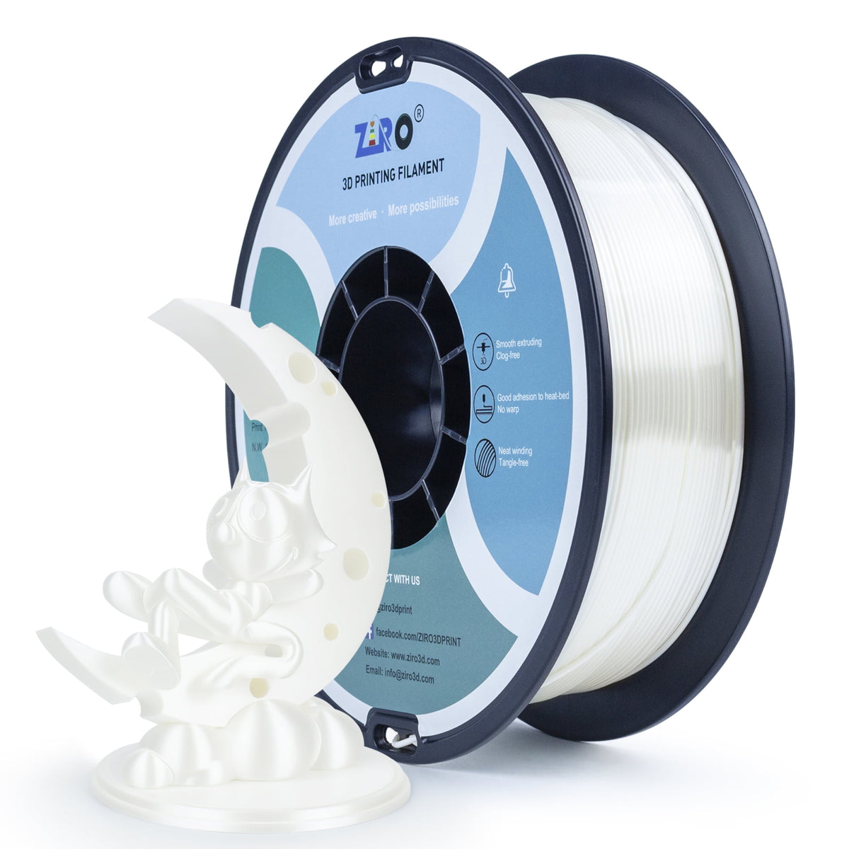 Ziro 3D Silk PLA Filament 1.75mm 1kg, Silver-Gray