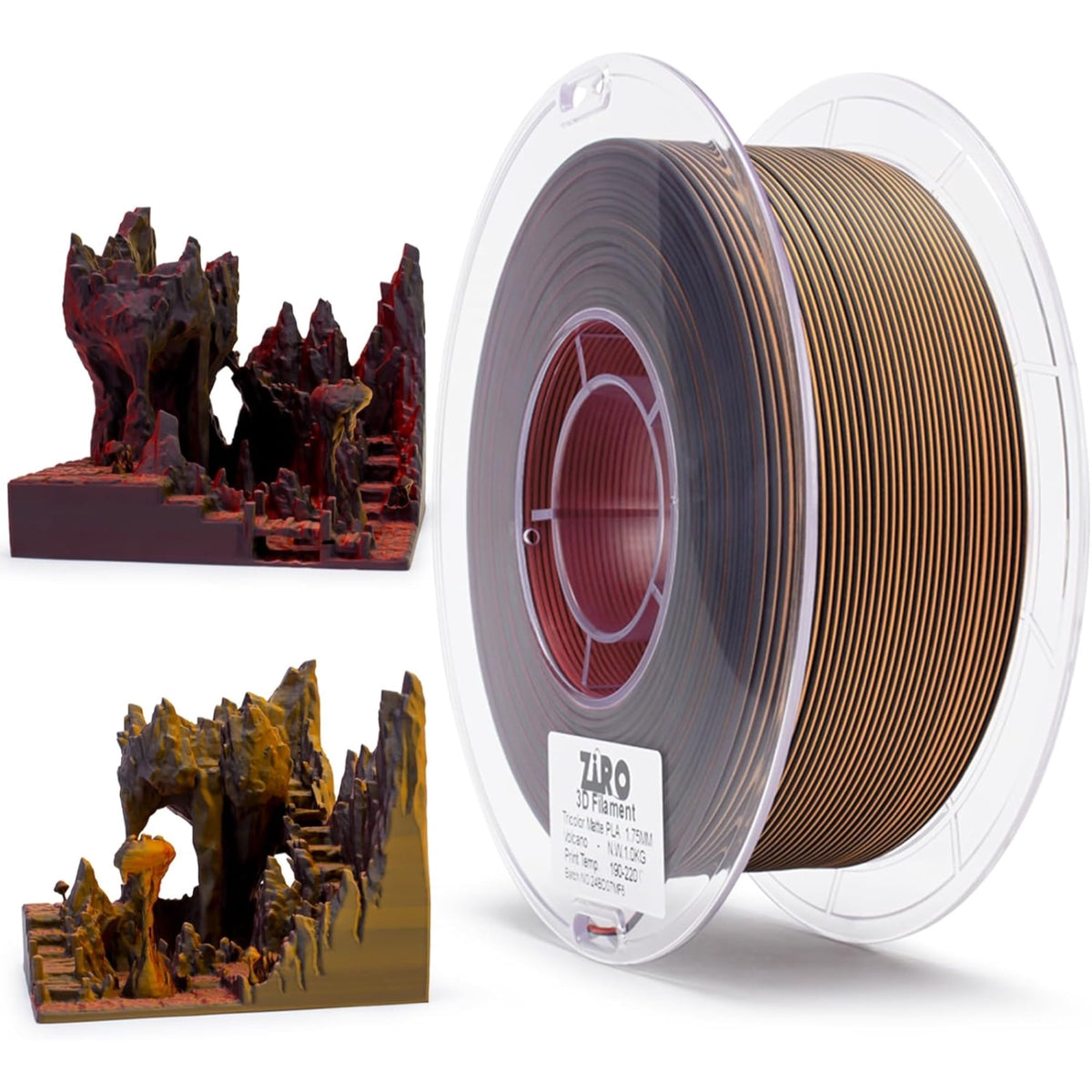 Ziro 3D Tri-Color Matte PLA 1.75mm 1kg, Volcano