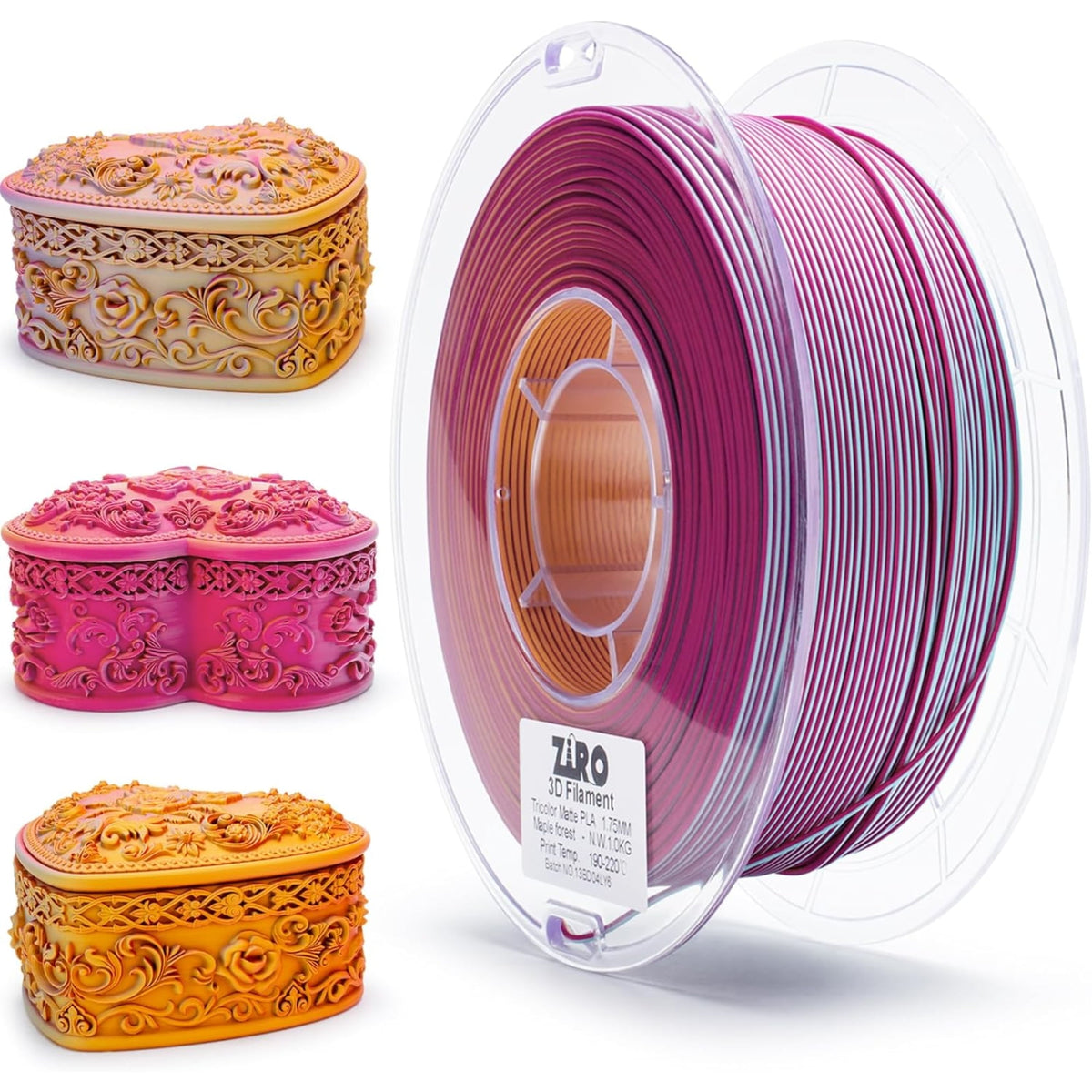 Ziro 3D Tri-Color Matte PLA 1.75mm 1kg, Volcano