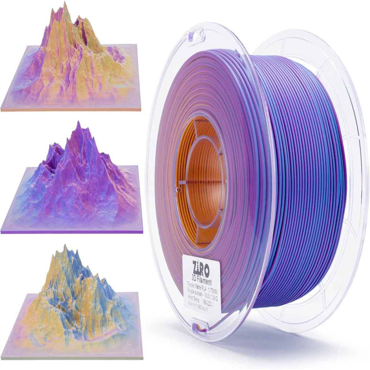 Ziro 3D Tri-Color Matte PLA 1.75mm 1kg, Volcano