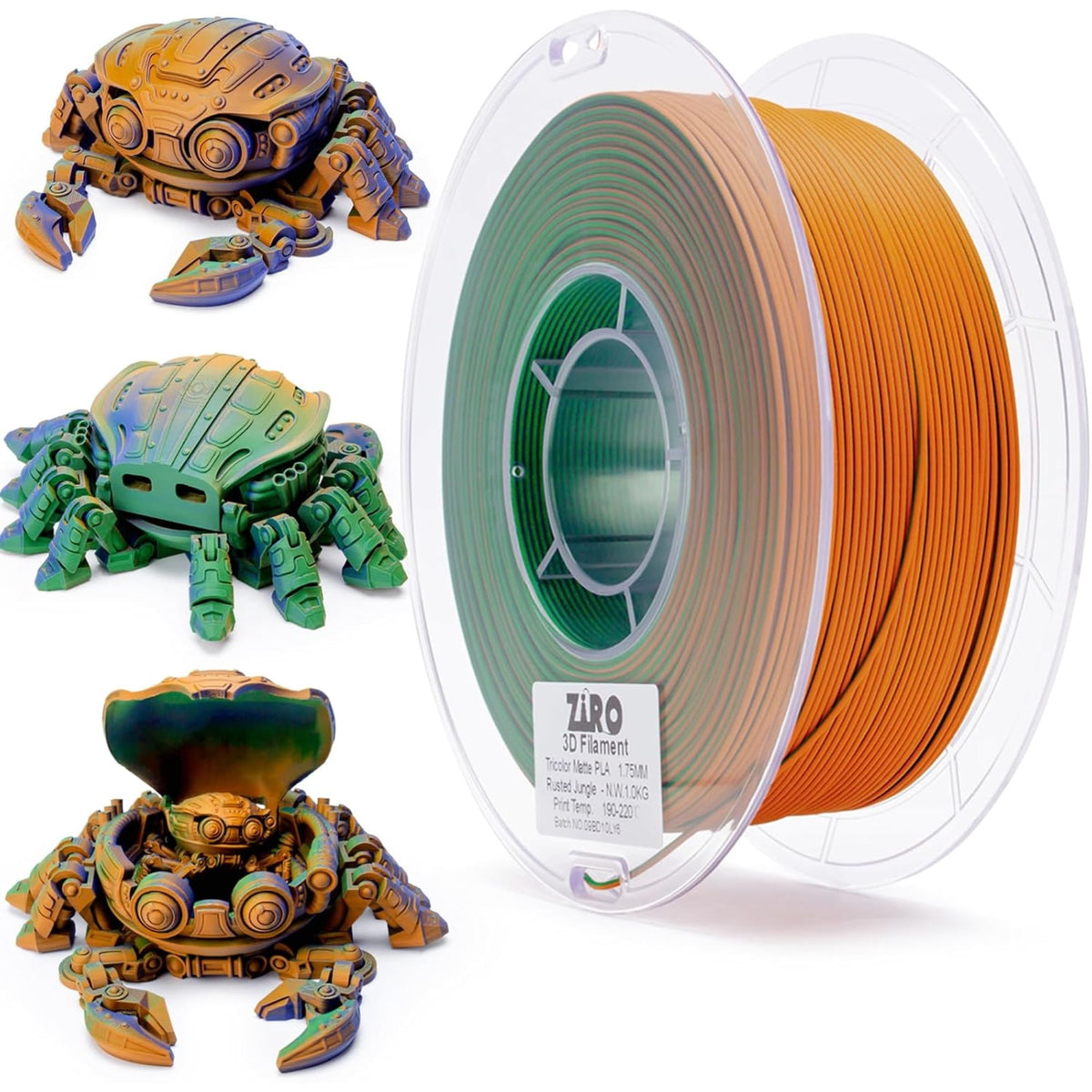 Ziro 3D Tri-Color Matte PLA 1.75mm 1kg, Volcano