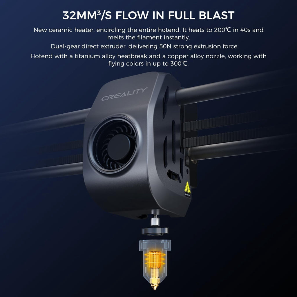 Creality K1 3D Printer with 600mm/s Printing Speed 2000mm/s² Acceleration, 300℃ High-Temp 32mm³/s Flow Hotend Auto Level Dual-Gear Direct Extruder Printing Size 8.66x8.66x9.84 inch