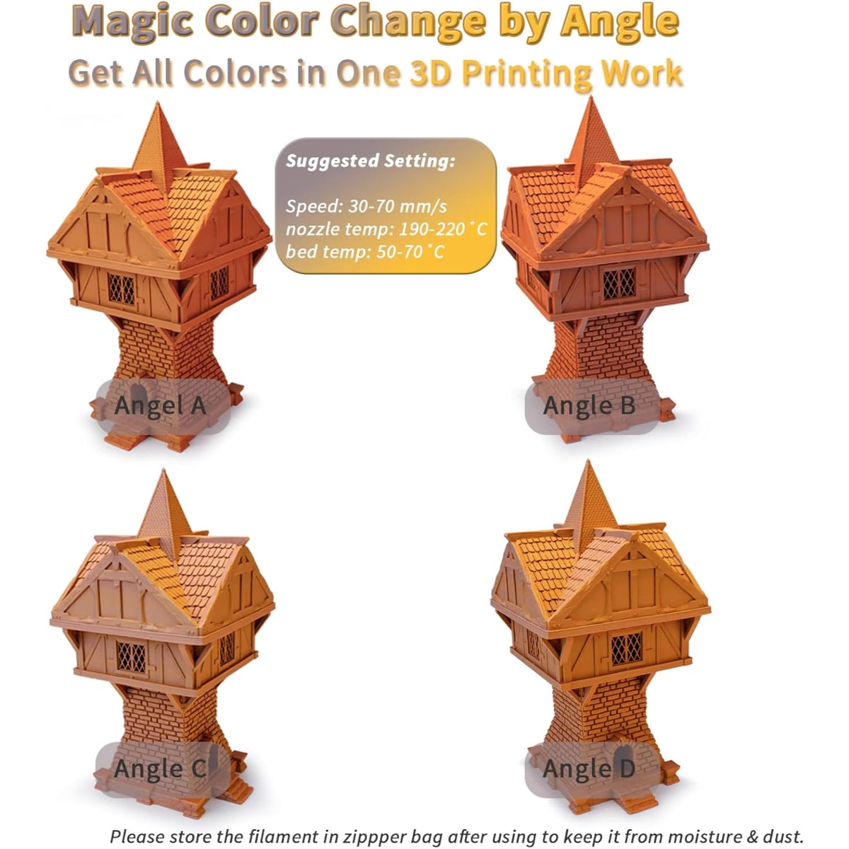 Ziro 3D Tri-Color Matte PLA 1.75mm 1kg, Volcano