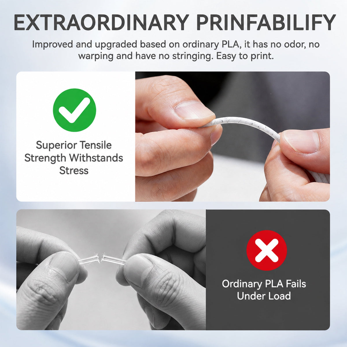 Epelay PLA Plus 3D Printer Filament, 1.75mm, 1kg Spool, Black, Compatible with Most FDM Printers
