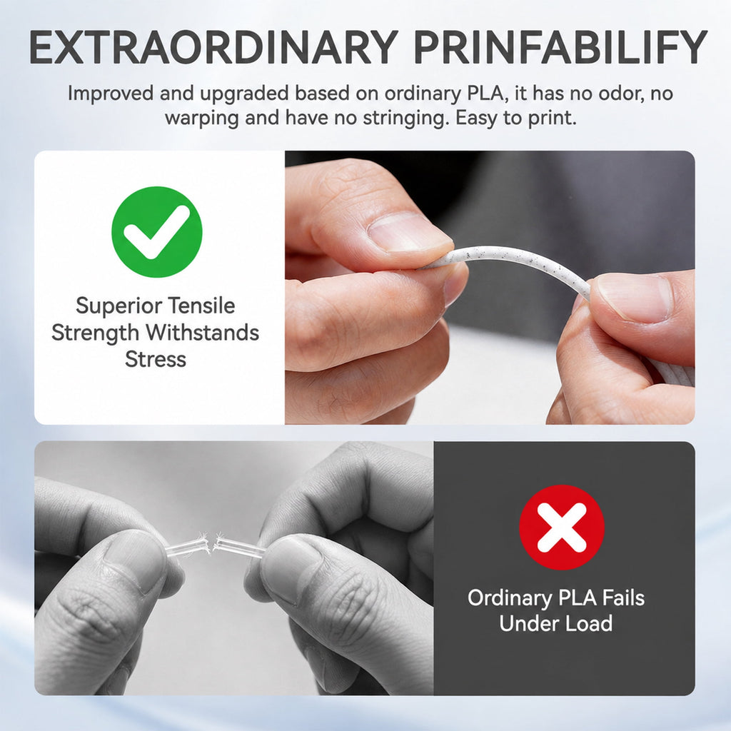 Epelay PLA Plus 3D Printer Filament, 1.75mm, 1kg Spool, White, Compatible with Most FDM Printers
