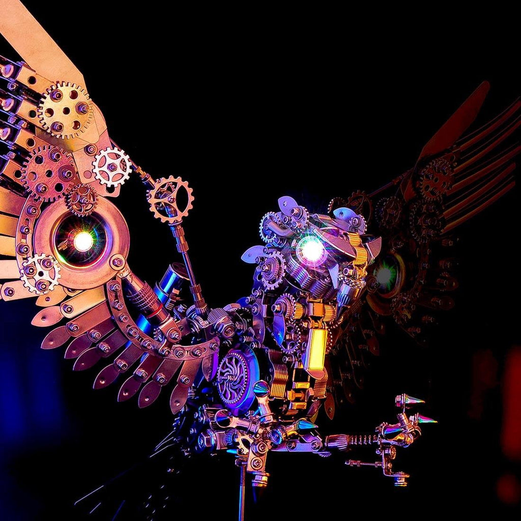 Lantern Fish 3D Metal Puzzle DIY Steampunk Assembly Kit, 700+PCS Mechanical Model with Movable Fins, Color-Changing Lamp & Collectible Gift for Adults & Teens