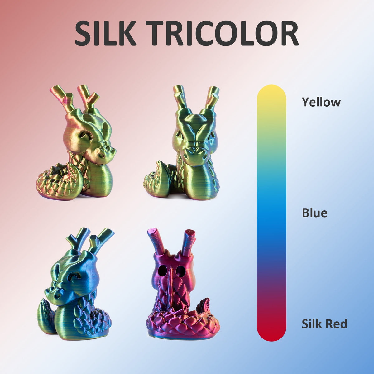 Geeetech Anti-silk type 3D Printer PLA Filament 1kg Toughness Enhanced Filament with 1.75mm Dimensional Accuracy +/-0.03mm, 1080 Feet per Roll, Vacuum Packaging Three-color blue, purple and black