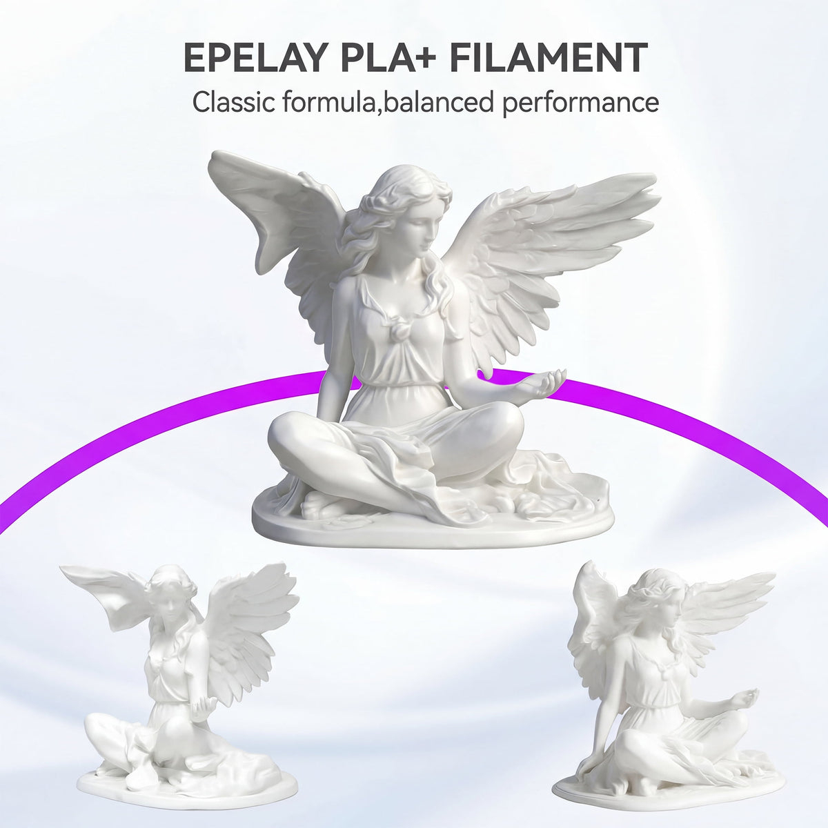 Epelay PLA Plus 3D Printer Filament, 1.75mm, 1kg Spool, Black, Compatible with Most FDM Printers