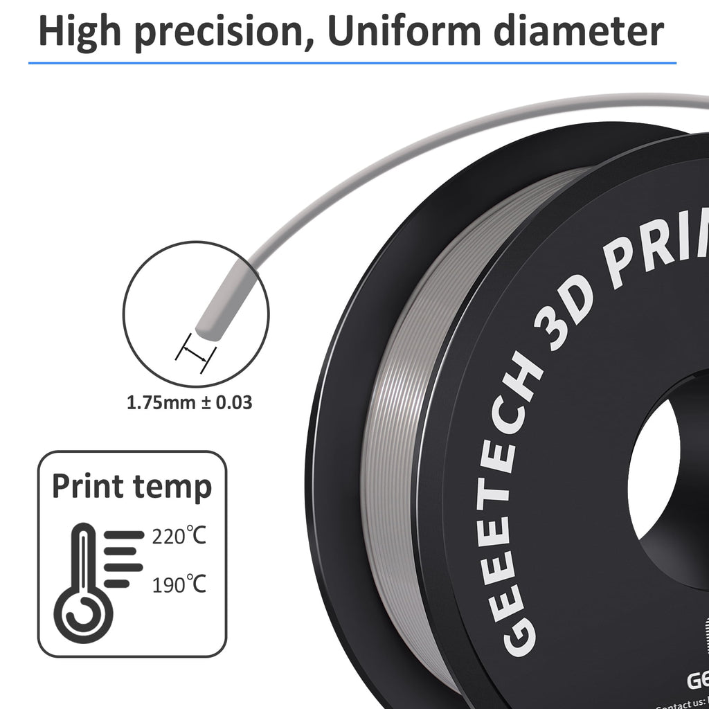 Geeetech 3D Printer PLA Filament Silk Sky Blue Toughness Enhanced Filament with 1.75mm Dimensional Accuracy +/-0.03mm, 1080 Feet per Roll, Vacuum Packaging for Most 3D FDM Printer