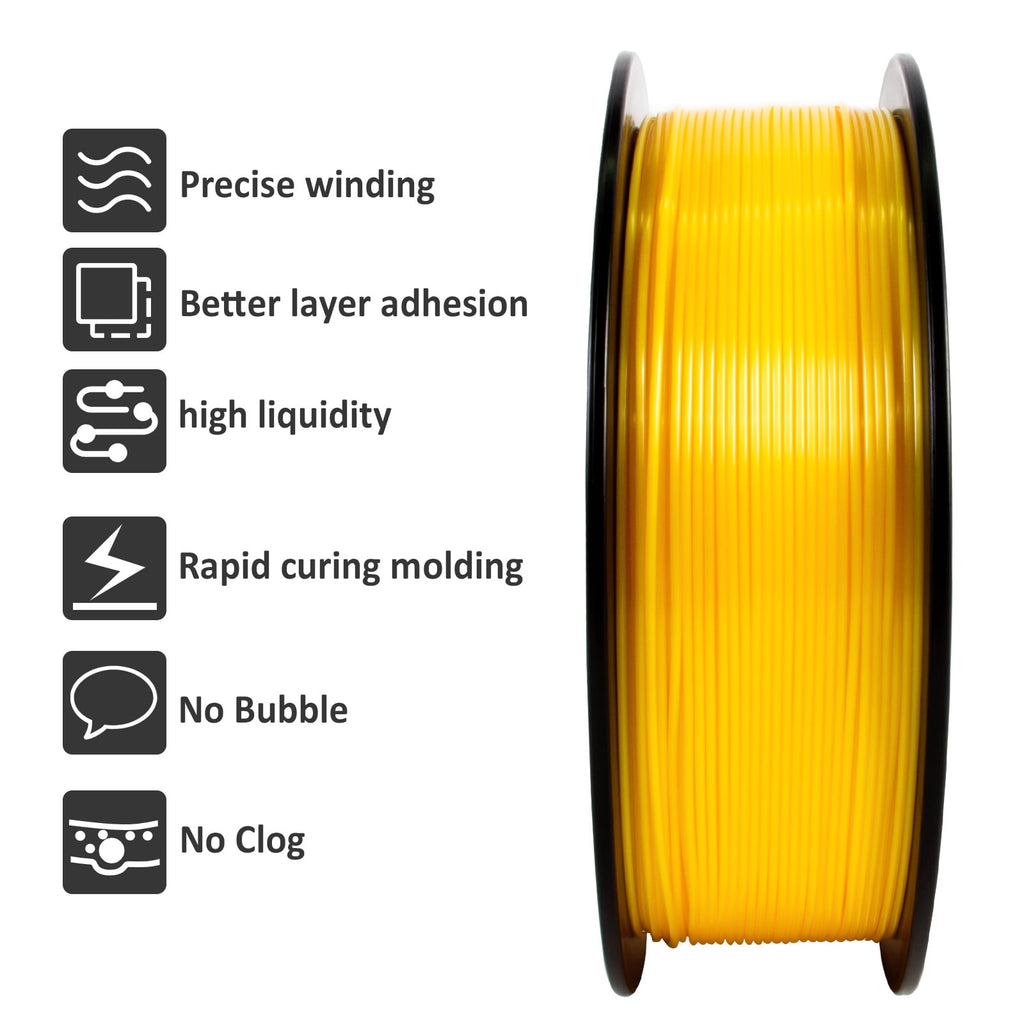 Geeetech 1.75mm PLA 3D Printer Filament, 1kg Spool (2.2lbs), Dimensional Accuracy +/- 0.03mm,yellow