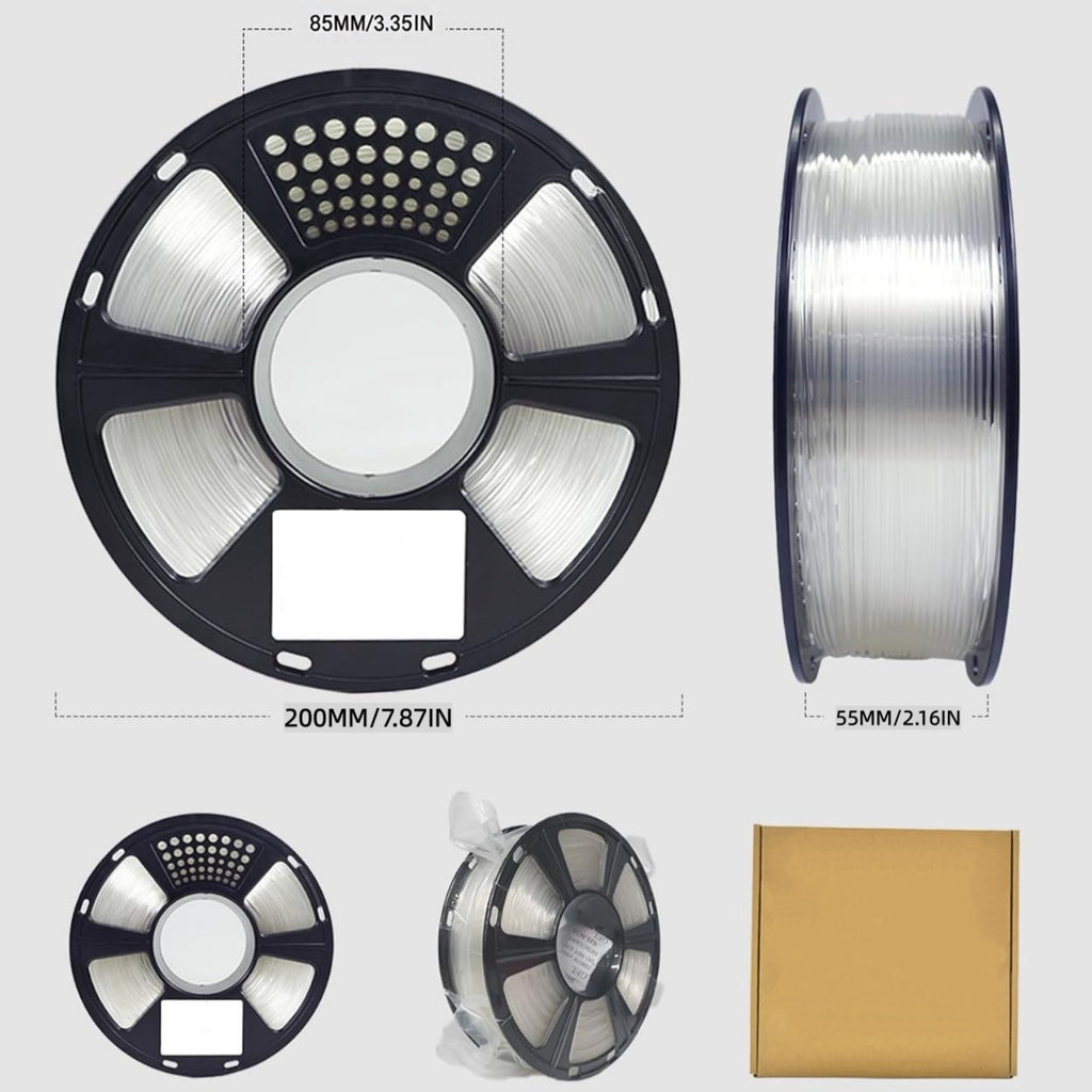 ouhos PLA 3D Printer Filament, 1.75 mm 1 kg, High Transparency, ±0.02 mm Accuracy, Neatly Wound, For Most FDM 3D Printers