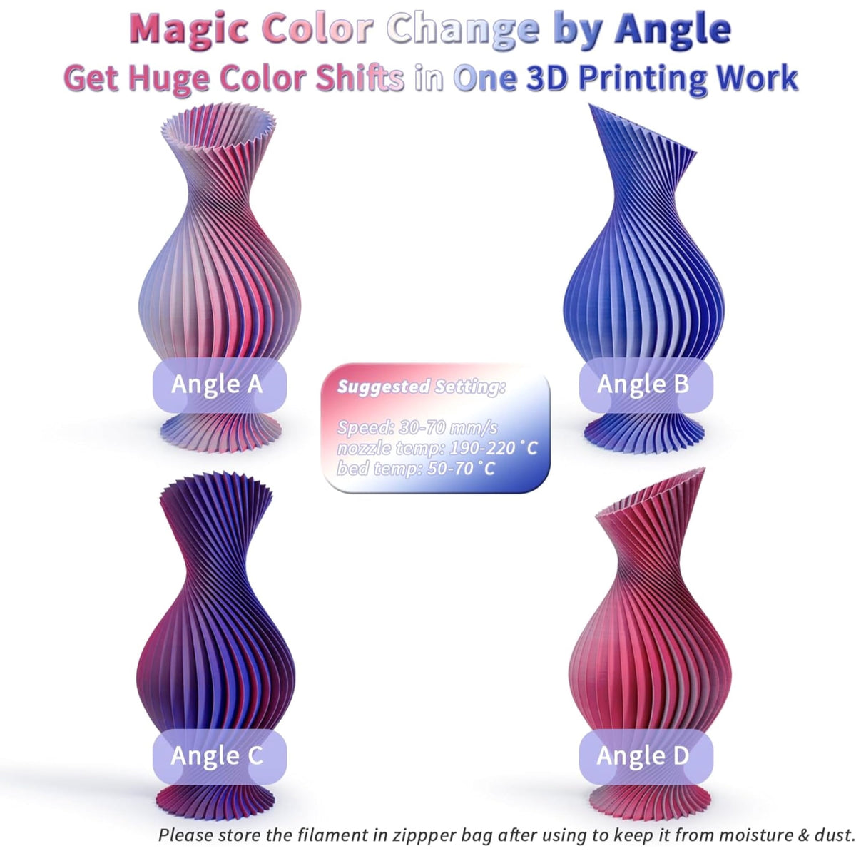 Ziro 3D Tri-Color Matte PLA 1.75mm 1kg, Volcano