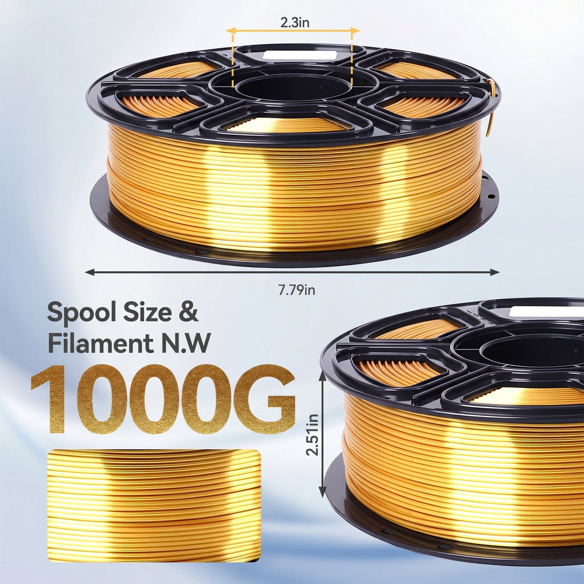 Epelay Silk PLA Plus 3D Printer Filament 1.75mm, Shiny Silver Finish, 1kg Spool, Strong Layer Adhesion, Smooth & Glossy Prints, Fits Most FDM Printers
