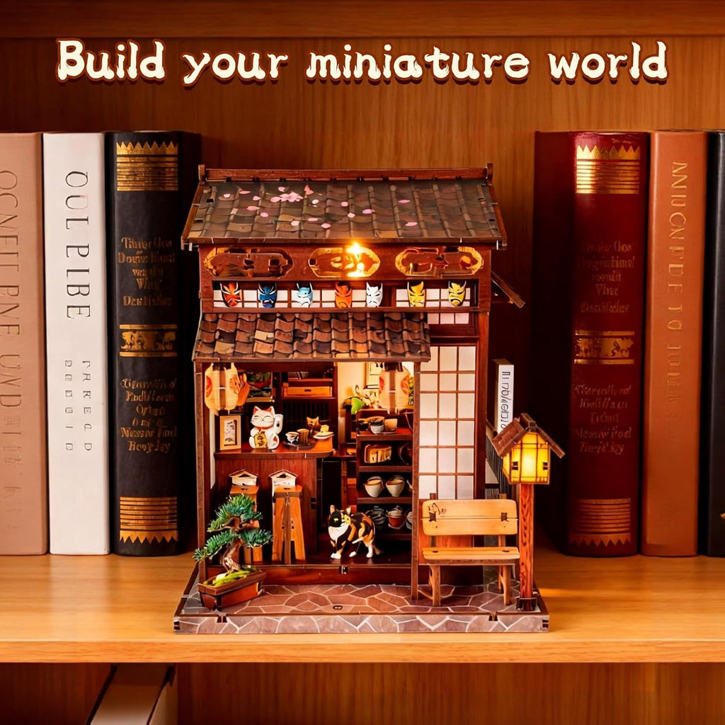 Book Nook Kit for Adults, Booknook DIY Miniature House Kit, 3D Wooden Puzzles for Adults and Teens, Wood Gifts for Book Lovers Women Friends