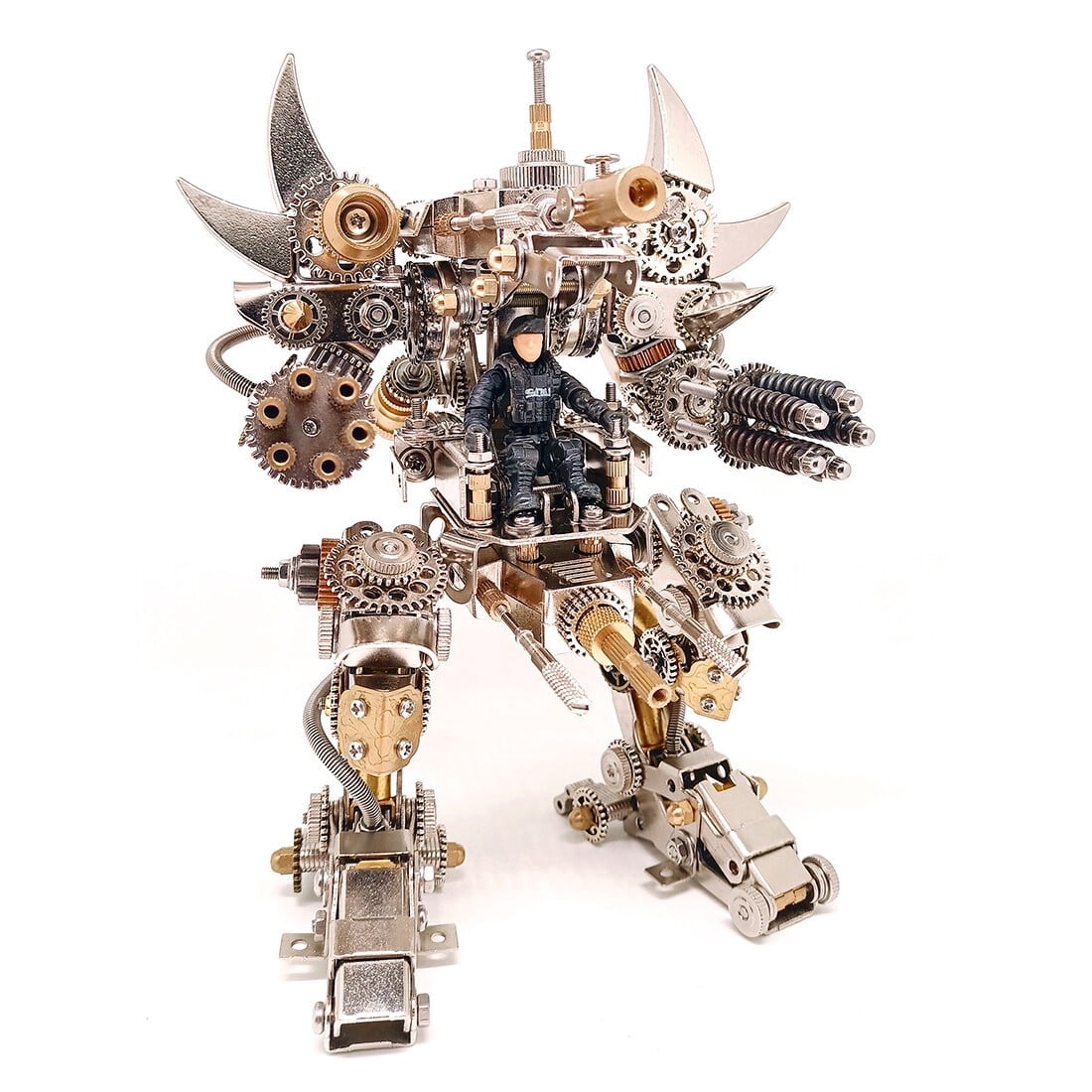 DIY 3D Metal Mecha Model Kit with Tools – Mechanical Stainless Steel Handmade Assembly Robot Figure, Steampunk Collectible Display Model for Adults and Teens