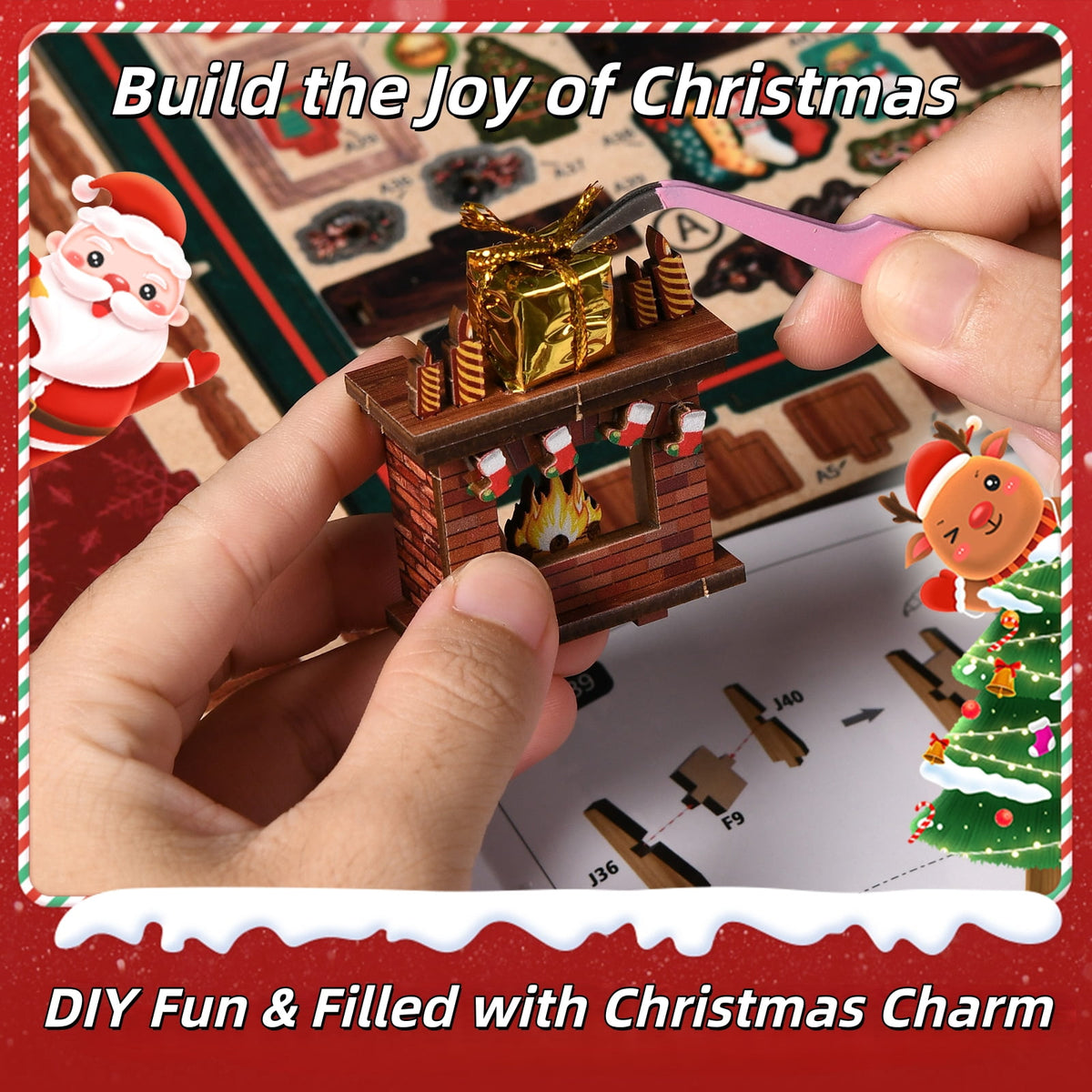 Diy Book Nook Kit with Music Box, Christmas Shop 3D Wooden Puzzle for Bookshelf Decor, Miniature House Craft Gift for Adults & Teens