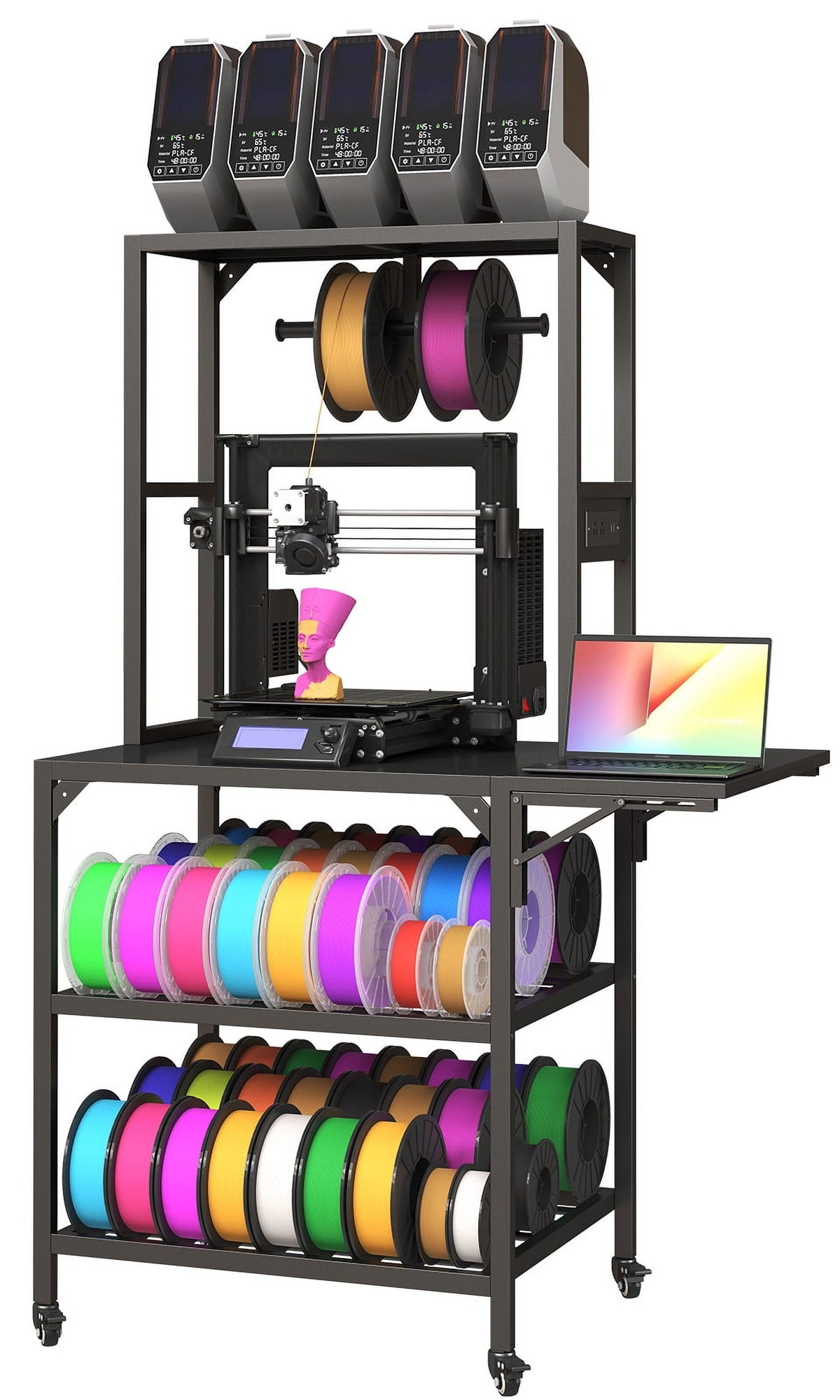 OmniHaven Dual 3D Printer Stand with Filament Storage and Lockable Wheels