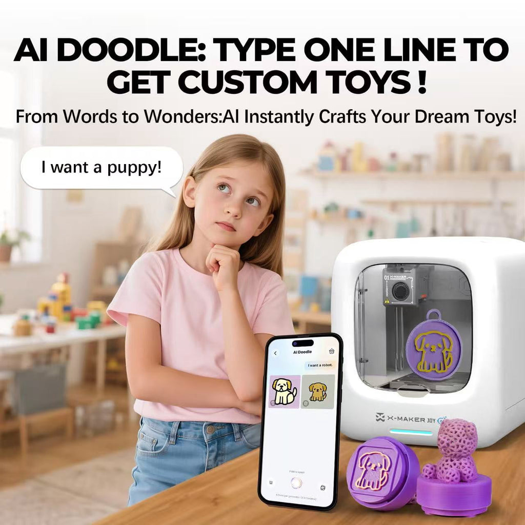 AOSEED 3D Printer for Kids & Families: Educational Toy, AI Design Apps & Customizer, Creative Gift for Kids, AI Printer + 4 Filaments + Toy Pack
