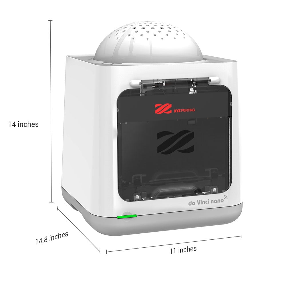 da Vinci Nano 3D Printer White - 4.7" x 4.7" x 4.7" Inches Built Volume - Compact and Fully Enclosed Design (PLA, Tough PLA, PETG)