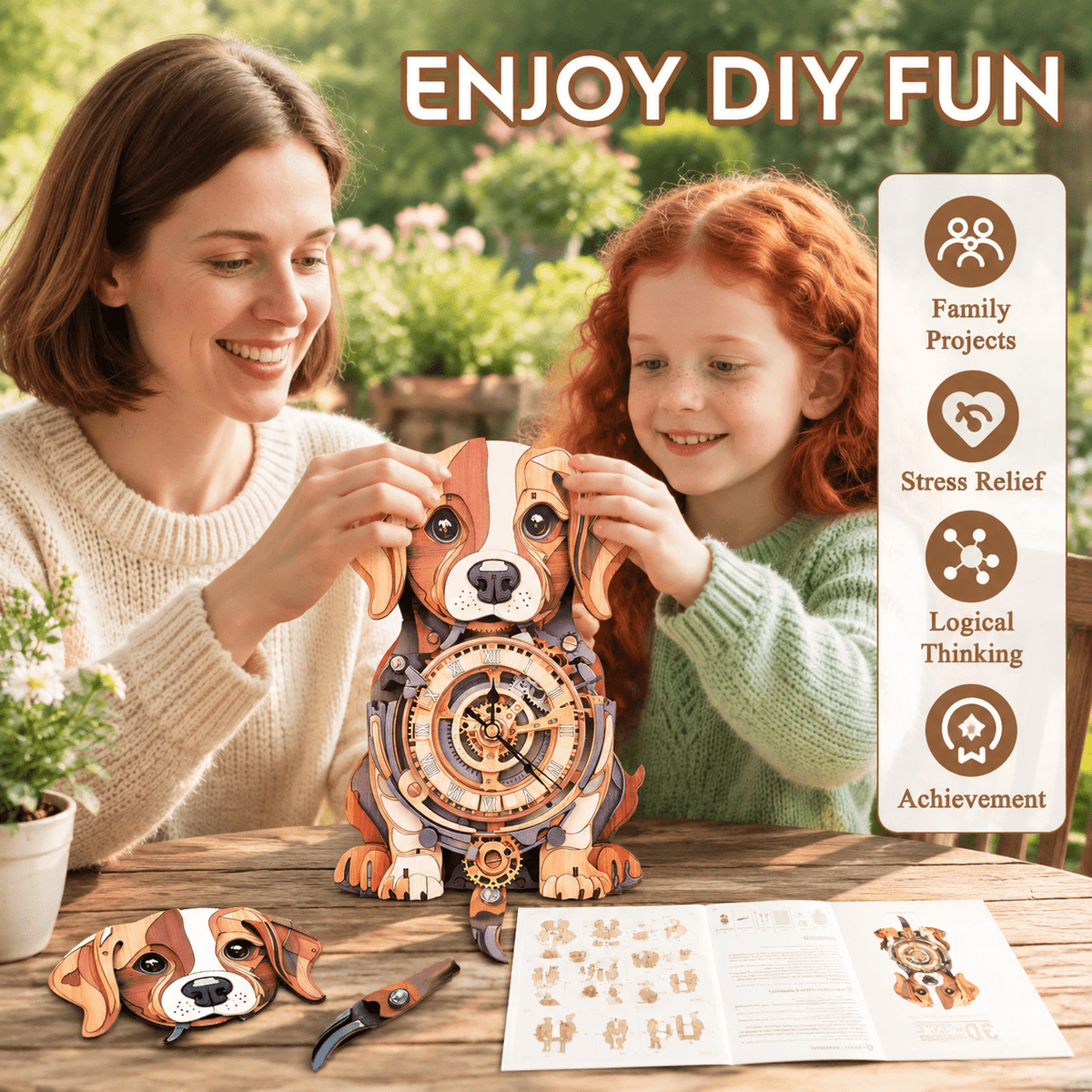 3d Wooden Puzzles For Adults-dachshund Clock Puzzle-adult Crafts