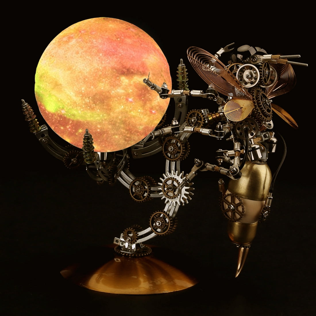 Mechanical Octopus 3D Metal Model Kit with Moon Lamp, Touch 3 Colors, Customizable Steampunk Puzzle & Desk Light, Perfect Room Decor and Gift Choice