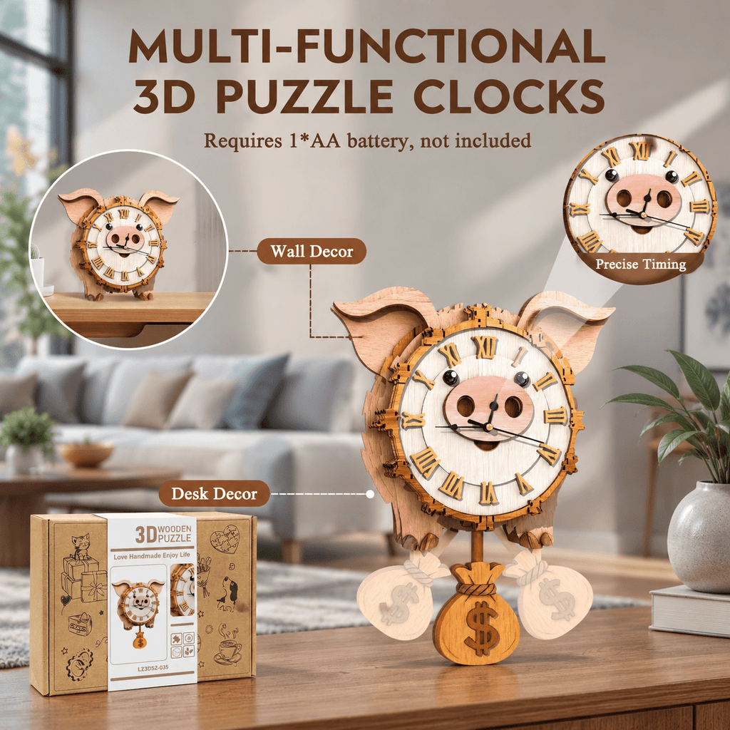 Butterfly Clock 3D Wooden Puzzle Clock DIY Mechanical Craft Kit for Adults Teens