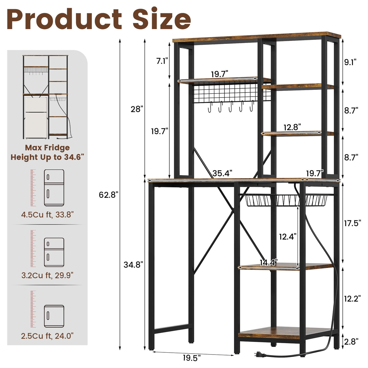 Heavy Duty 3D Printer Stand with Storage Shelf and Drawer, Industrial Rolling Printer Rack for 3D Printer Filament and Tools, Sturdy Metal Frame Printer Table for Home Office Workshop