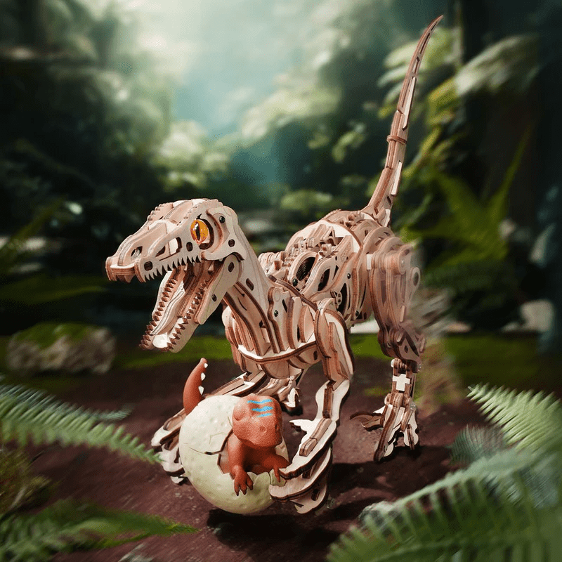 ROKR 3D Wooden Puzzle Dinosaur Shape Moving&Walking Model Kits for Adults, Mechanical Building Set Kids STEM Craft Gift