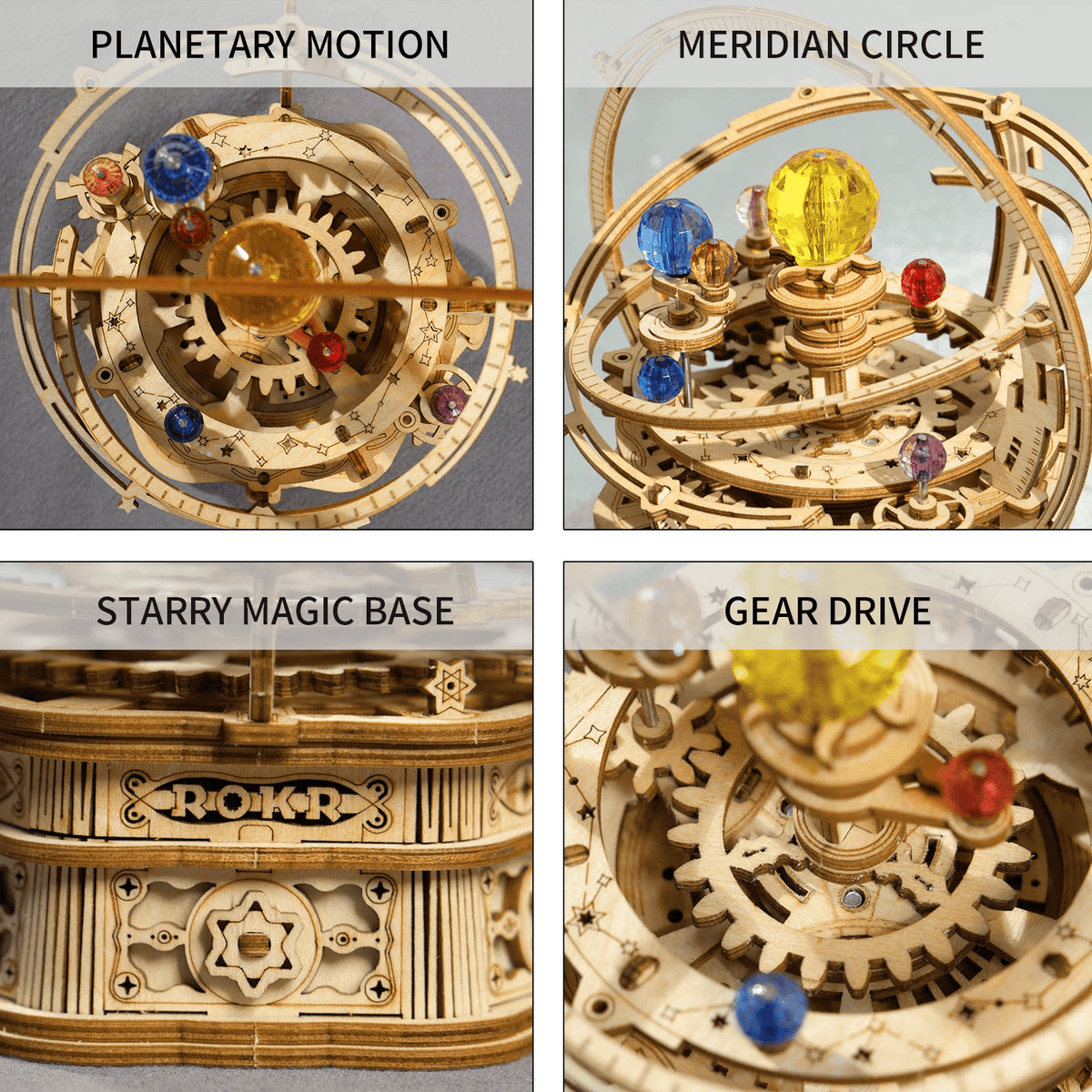 ROKR Wooden Puzzle - 84 Pieces 3D Mechanical Music Box Kit - Starry Night Series - Creative Gift for Kids