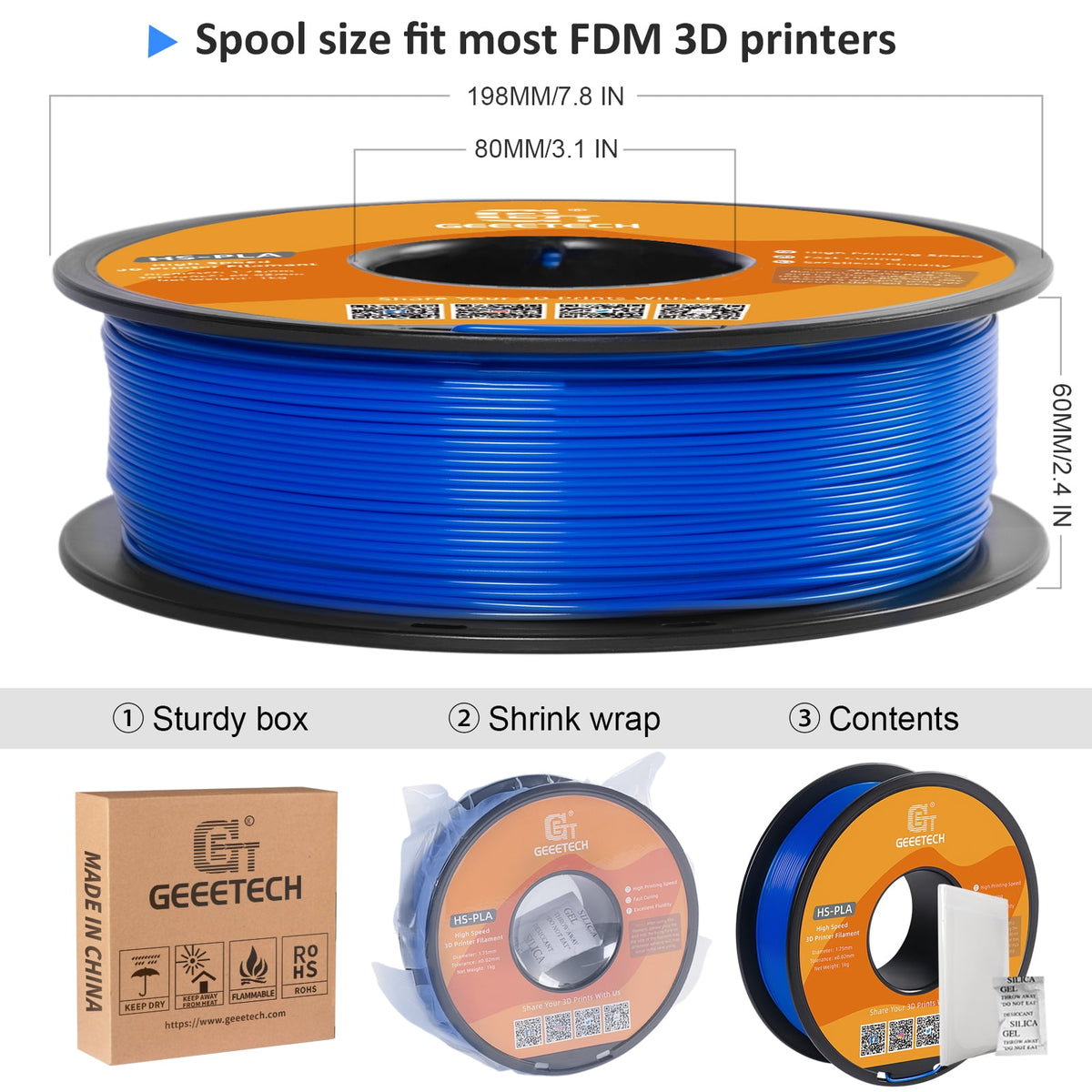 Geeetech 1.75mm PLA 3D Printer Filament, 1kg Spool (2.2lbs), Dimensional Accuracy +/- 0.03mm,yellow