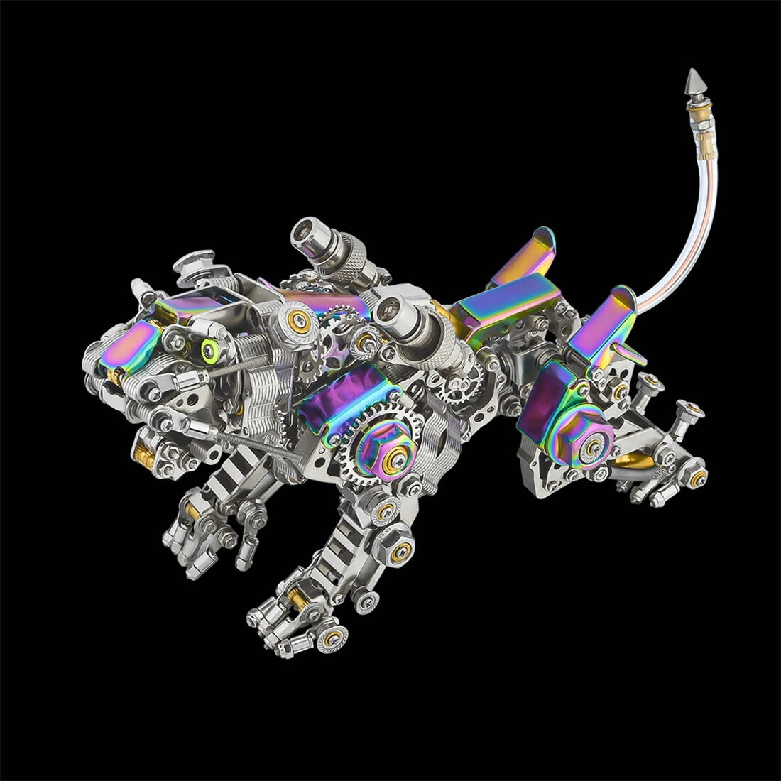 3D Metal Puzzle Colorful Bengal Tiger Model Kit, 700PCS Mechanical Steampunk Tiger 3D Metal Jigsaw Puzzle to Build, DIY Assembly Gift for Adults & Teens -Wings 1 Pair